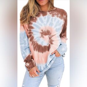 Tie-Dye Sweatshirt in Pink and Brown